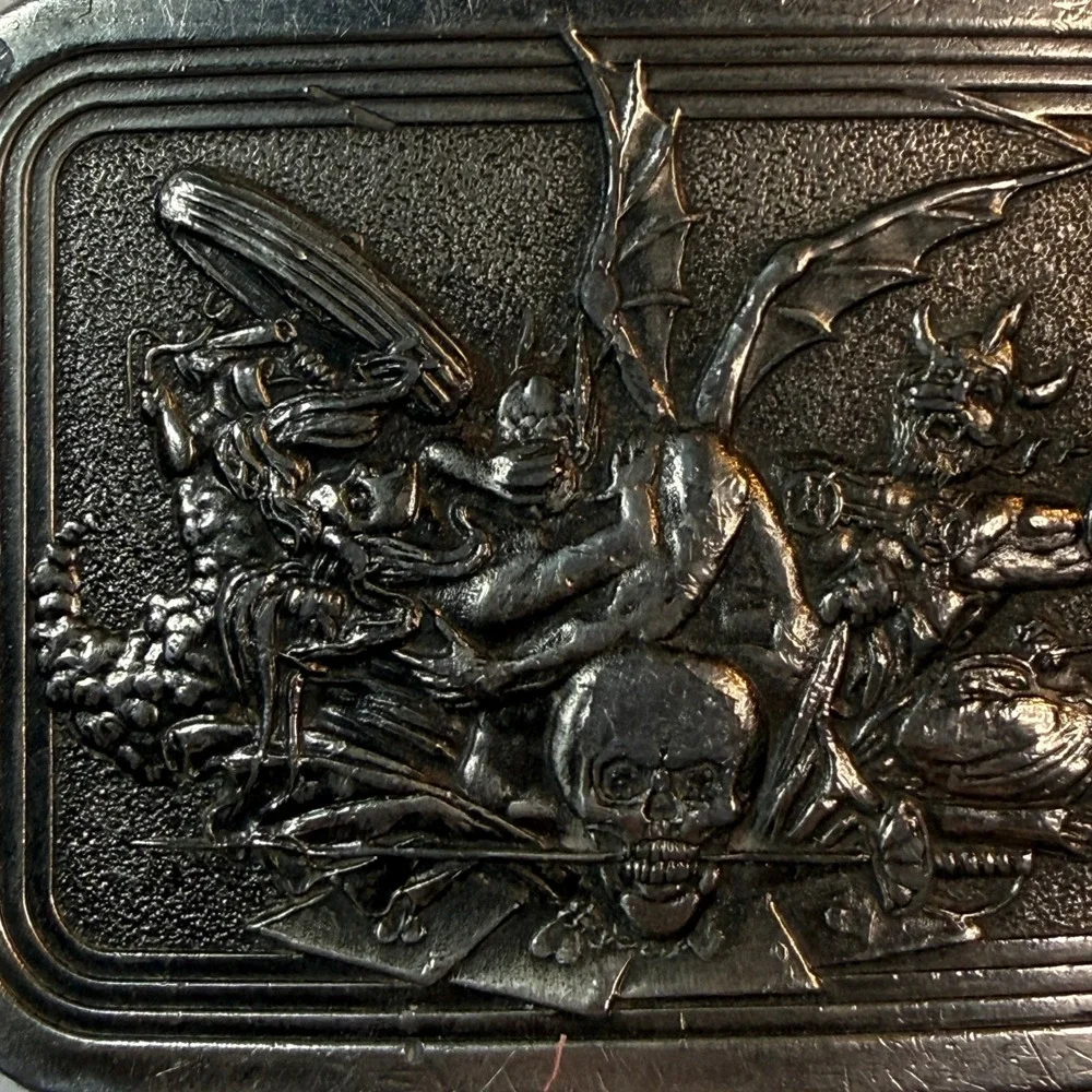 Vintage Baron Buckles Gargoyle‎ Skull Belt Buckle Made USA Gothic Fantasy Biker